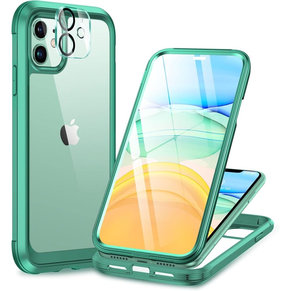 Miracase iPhone 11 Case Light Green 6.1" Rugged Cover Built-In Glass Protector